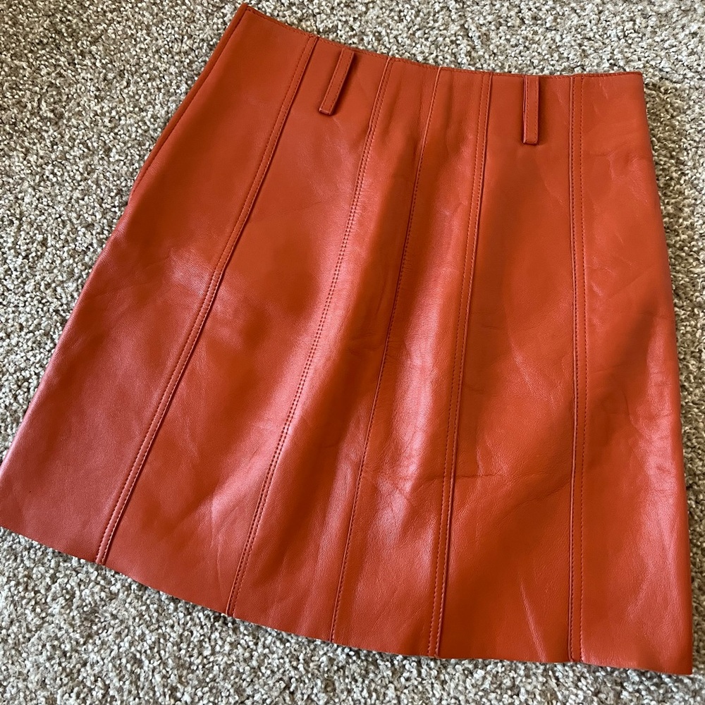 Sandro Real Leather Belted Skirt - Picture 3 of 8